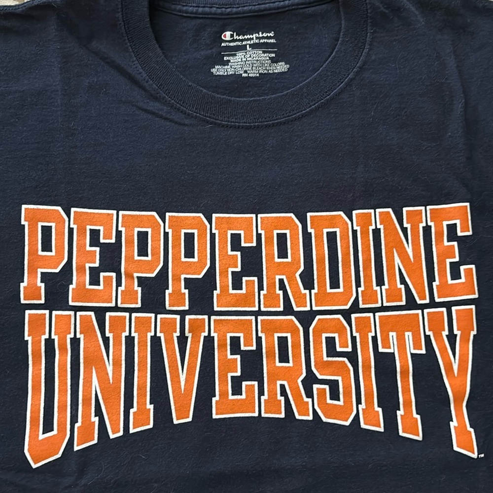 Pepperdine University tee shirt.